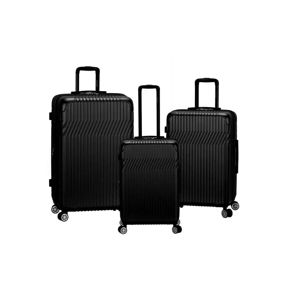 Pista Collection 3-Piece Hardside Dual Spinner Luggage Set, Black