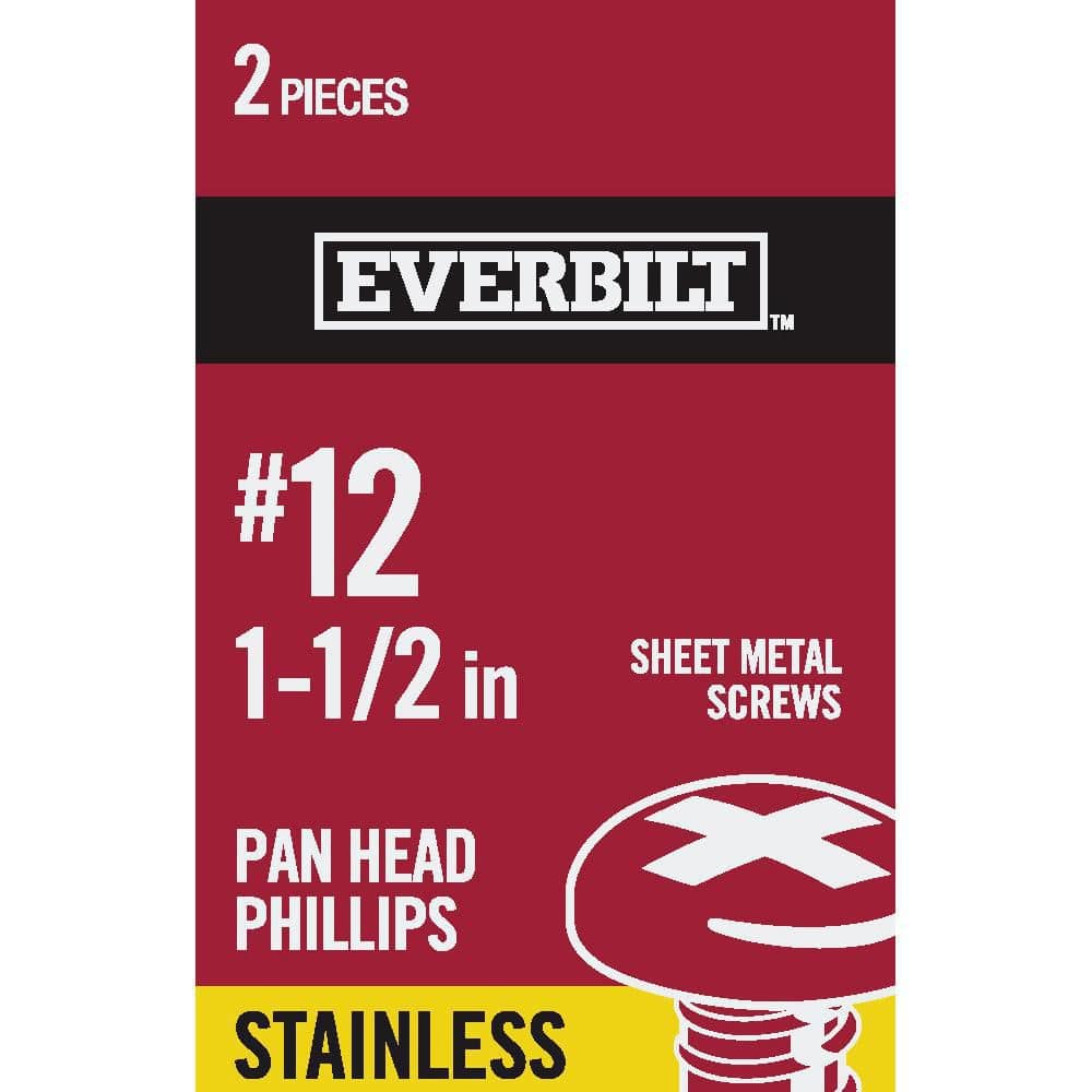 Everbilt #12 x 1-1/2 in. Phillips Pan Head Stainless Steel Sheet Metal  Screw (2-Pack) 801211 - The Home Depot