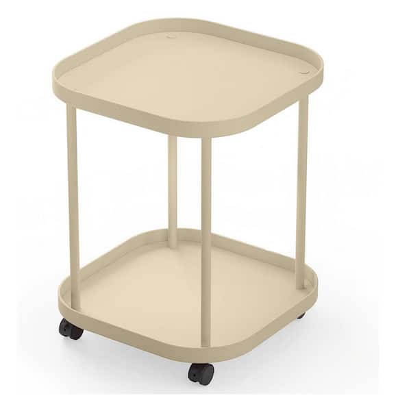 Khaki Square Metal Outdoor Side Table L0BZGSN6C1 - The Home Depot