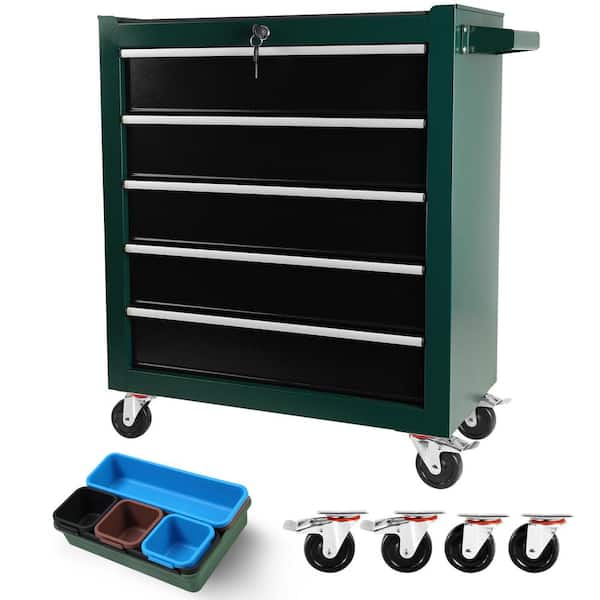 5 Drawers Rolling Tool Chest w/Wheels, Portable Rolling Tool Box on Wheels, Tool Chest Organizer for Garage, Green
