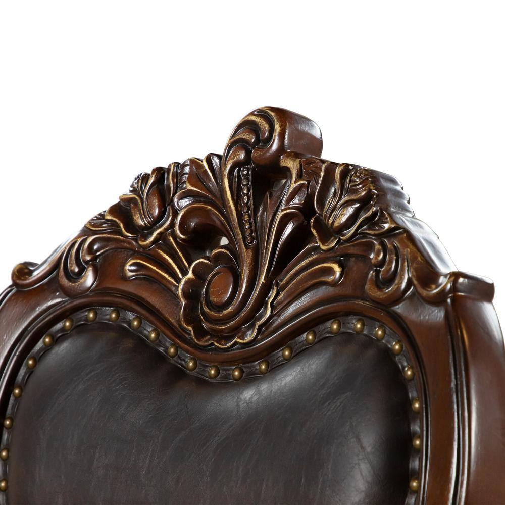High Back Cherry Faux Leather Upholstered Side Chair