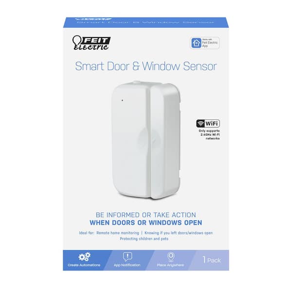 Feit Electric Battery-Powered Smart Wi-Fi Door and Window Sensor, Easy setup - No Hub Required in White (3-Pack)
