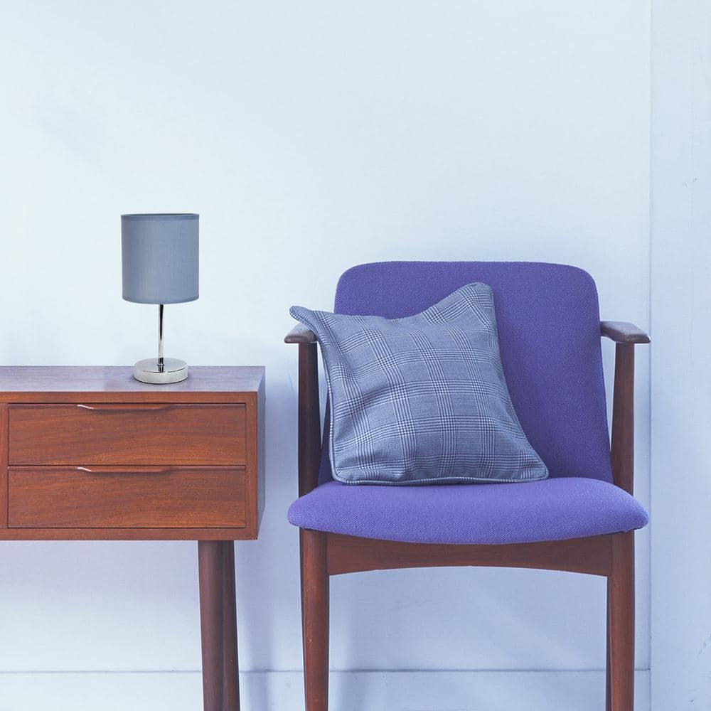 Mini Chrome Table Lamp with Purple Fabric Shade