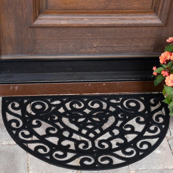 Ottomanson Rubber Doormat Collection Black Slice 18 in. x 30 in. Rubber Door  Mat RDM9500-18X30 - The Home Depot