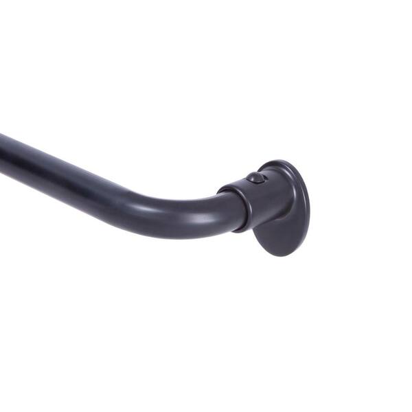 Eclipse 86 in. - 120 in. Single Curtain Rod in Black with Finial