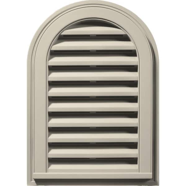 Builders Edge 14 in. x 22 in. Round Top Plastic Built-in Screen Gable Louver Vent #089 Champagne