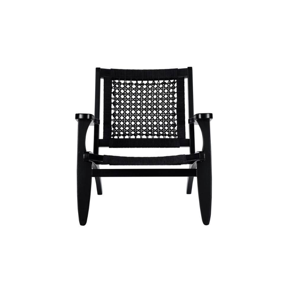 Black Hexagon Woven Rope and Wood Accent Chair
