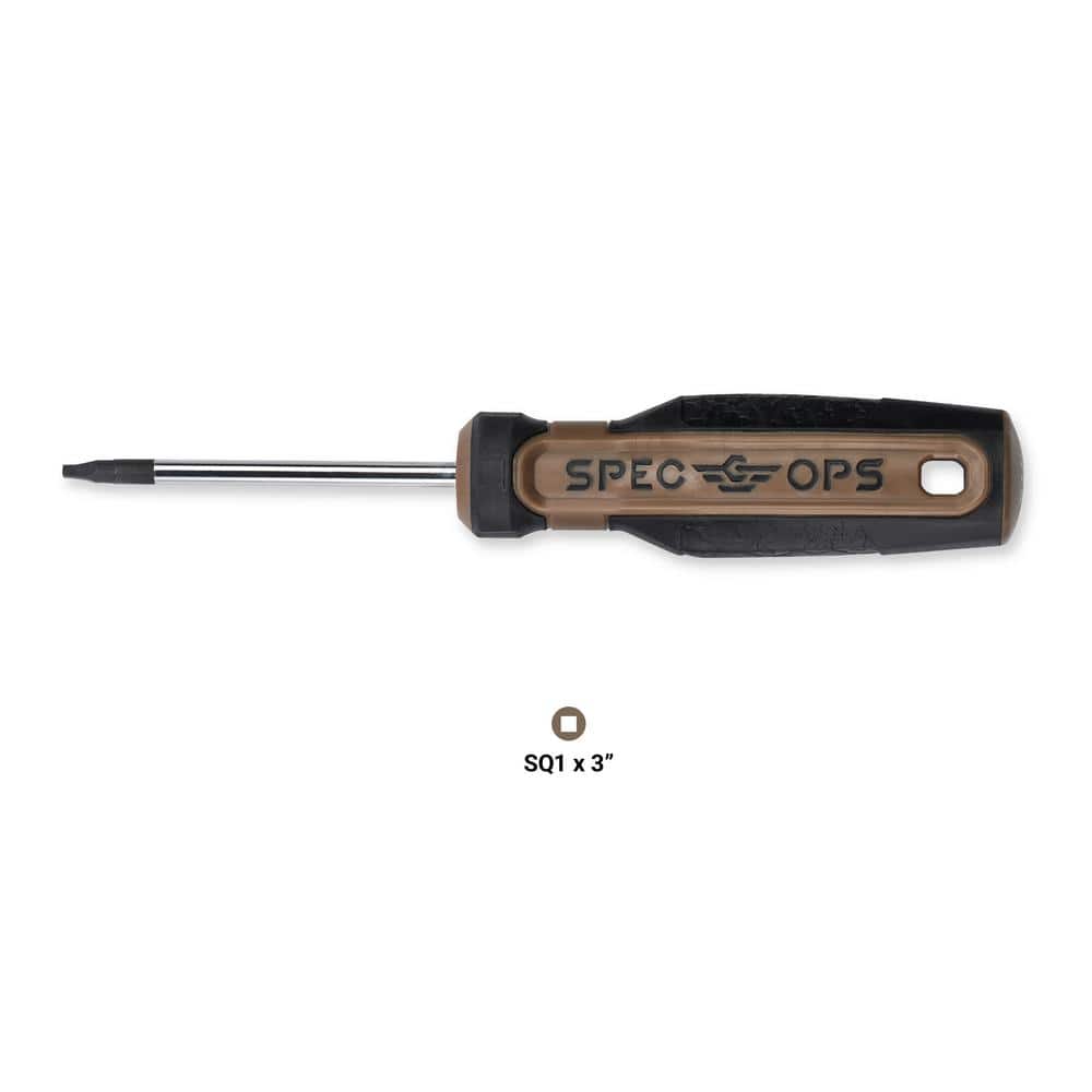 SPEC OPS #1 x 3 in. Square Recess Screwdriver, Magnetic Tip, Cr-Mo Steel Shaft