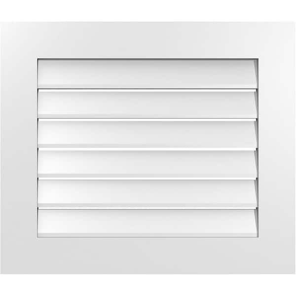 Ekena Millwork 28 in. x 24 in. Vertical Surface Mount PVC Gable Vent: Functional with Standard Frame