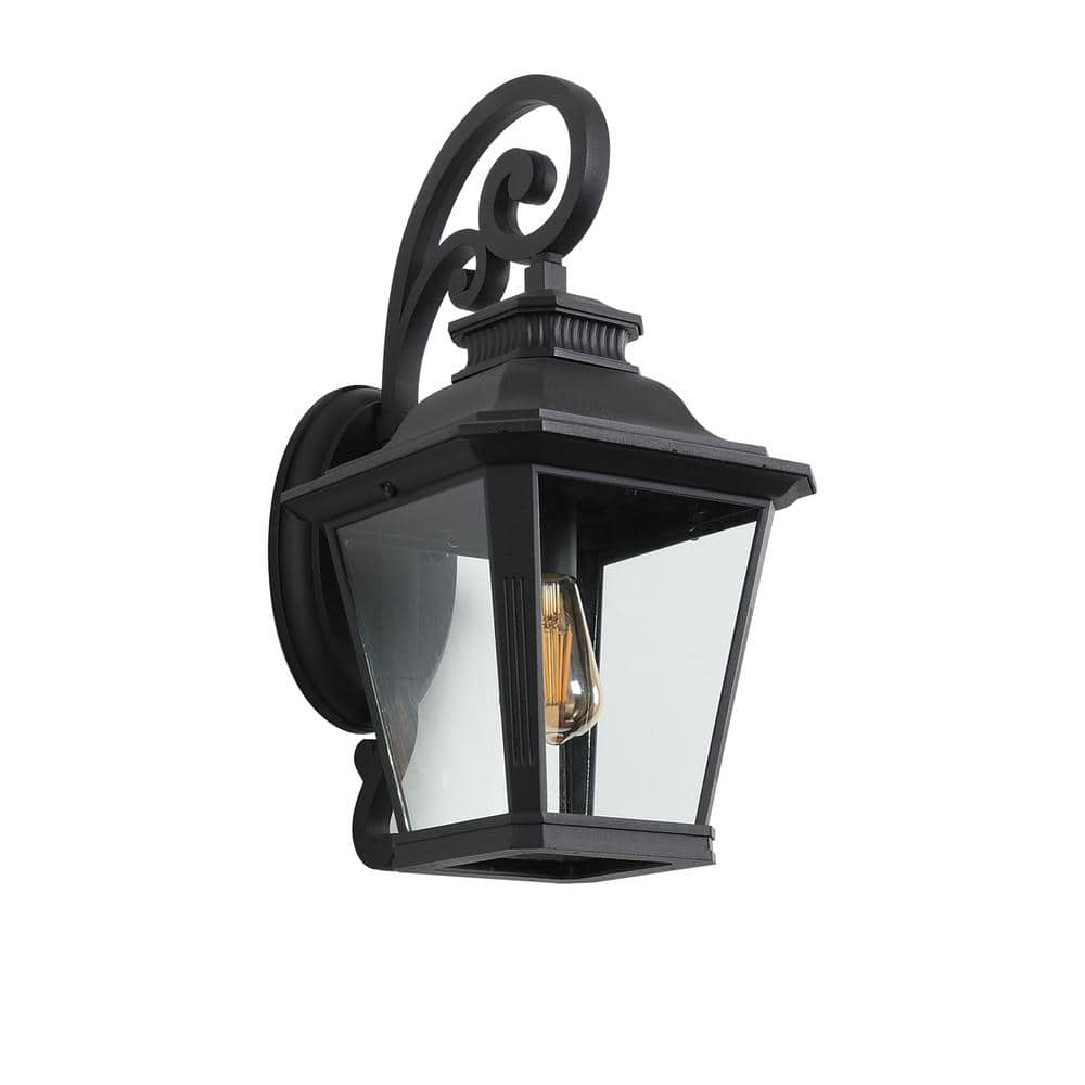 Black 1-Light Outdoor Hardwired Wall Lantern Sconce Outdoor Porch Large Wal