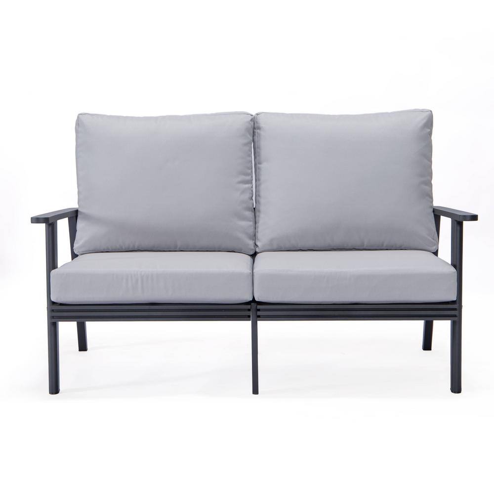 Walbrooke Light Grey Cushioned Aluminum Outdoor Loveseat
