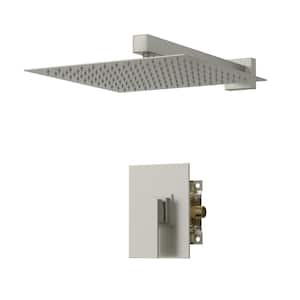 1-Spray Patterns with 1.8 GPM 10 in. Shower Head Wall Mount Rain Fixed Shower Head in Brushed Nickel Valve Include