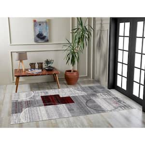 Lydia Red Geometric 5 ft. x 7 ft. Area Rug