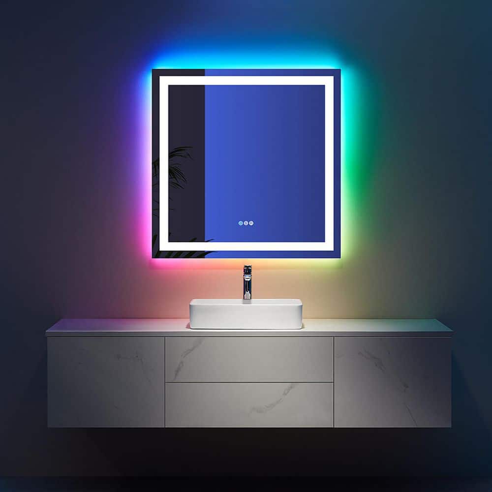 INSTER Iridescent 36 in. W x 36 in. H Rectangular Frameless RGB LED