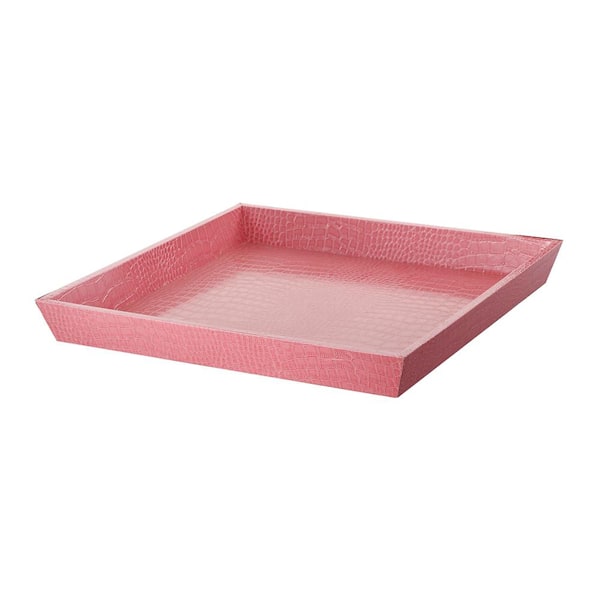 A & B Home Urban Vogue Faux Leather Pink Tray