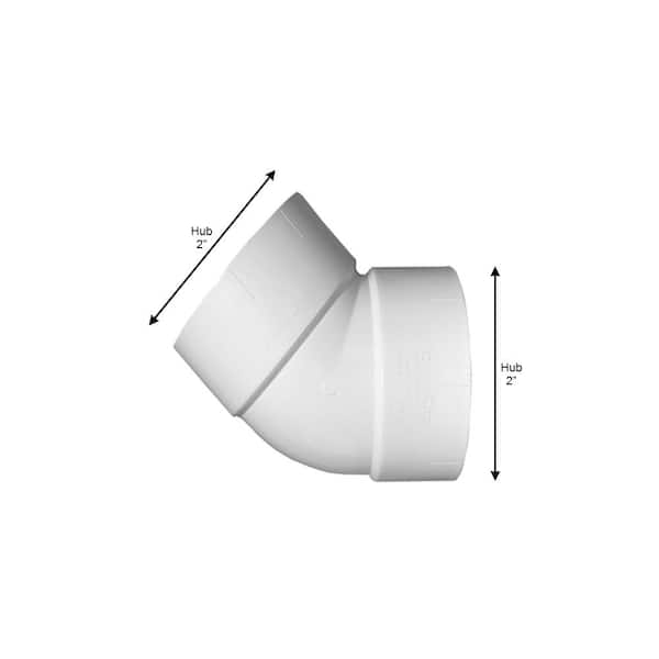 Charlotte Pipe 2 in. PVC DWV 45-Degree Hub x Hub Elbow
