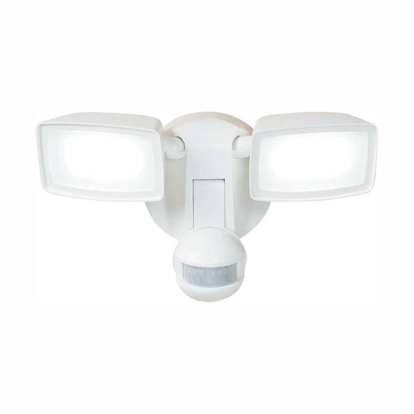 HALO 180-Degree White Dual-Position Motion Activated Sensor Outdoor Integrated LED Flood Light