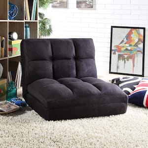 Microsuede Black Flip Floor Chair Convertible Lounger/Sleeper