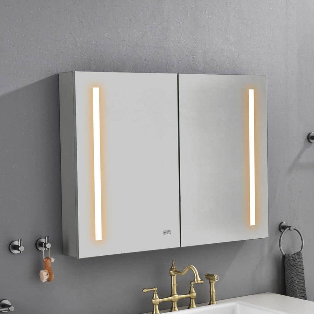 40 in. W x 30 in. H Rectangular Silver Aluminum Medicine with