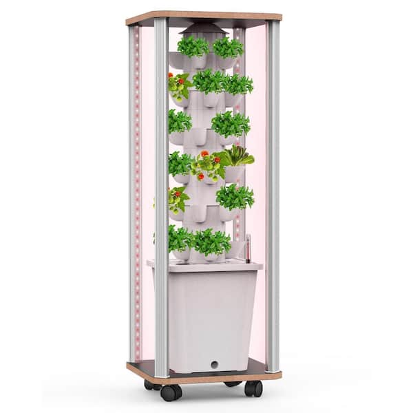 37 Inch Hydroponic Tower Garden with 30 Pods, Full-Spectrum LED Lights, Automatic Watering System for Indoor Plants