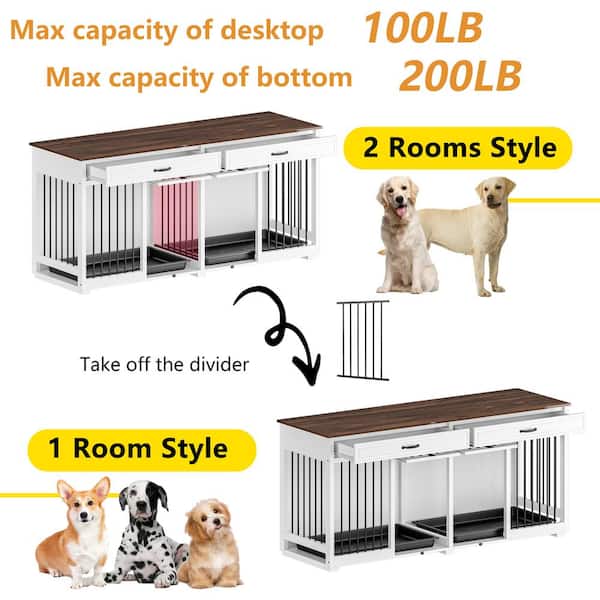 YITAHOME Double Dog Kennel Furniture TV Stand，Indoor Dog Crate Furniture  Large Breed with Storage&Dog Feeder, 74.8 Inch Wooden Decorative Dog  Kennel Furniture for 2 Dogs, Black - Yahoo Shopping