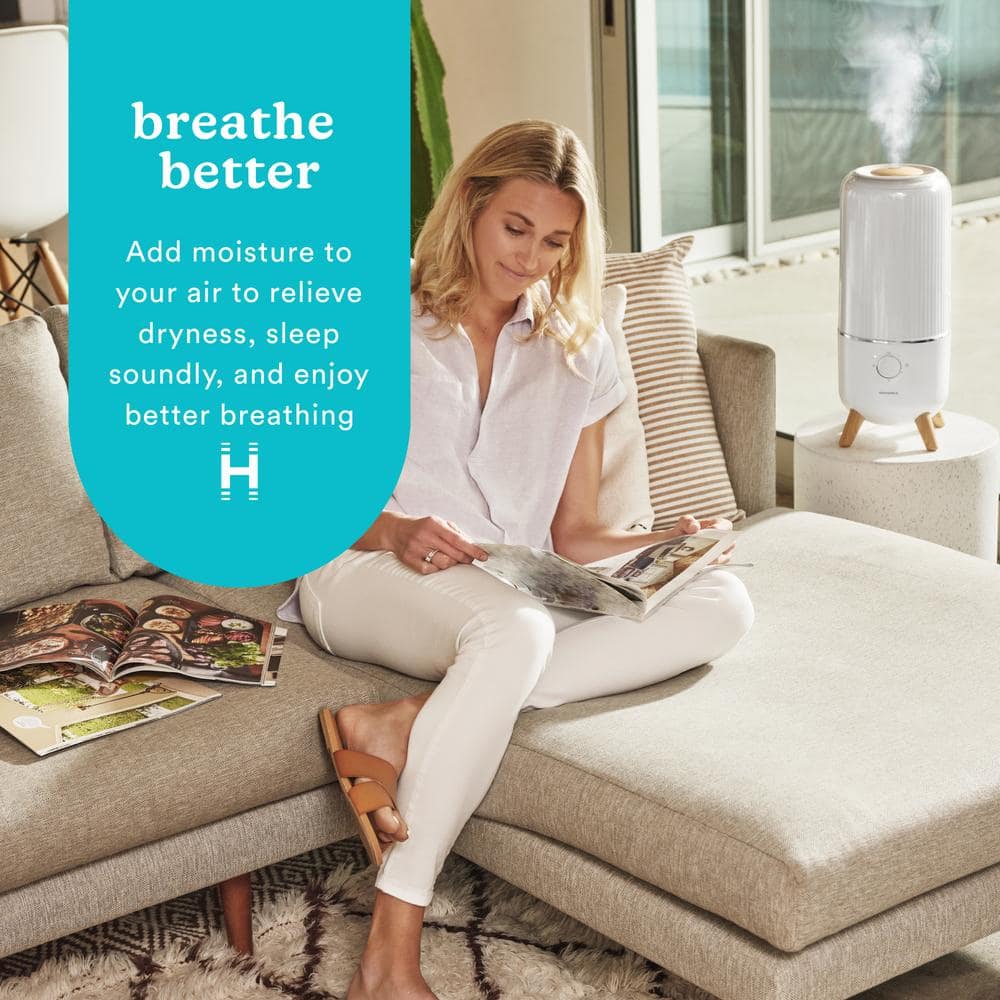 HoMedics White Ultrasonic Cool Mist Humidifier with Wood Legs