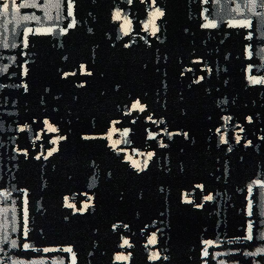 Infinity Black and Gray Oriental Synthetic Area Rug