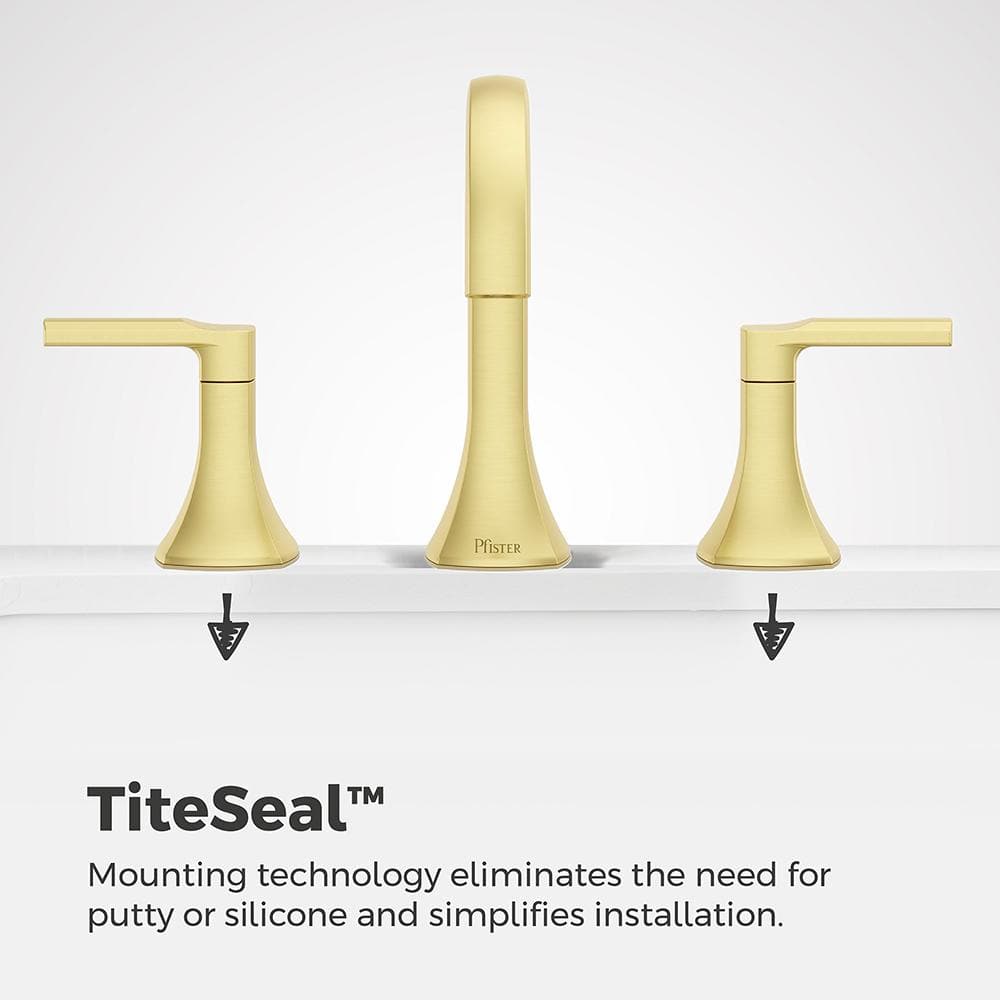 Vaneri Brushed Gold Widespread Bathroom Faucet with Metal Handles