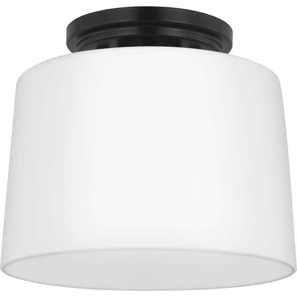Adley Matte Black and Opal Glass Flush Mount Light