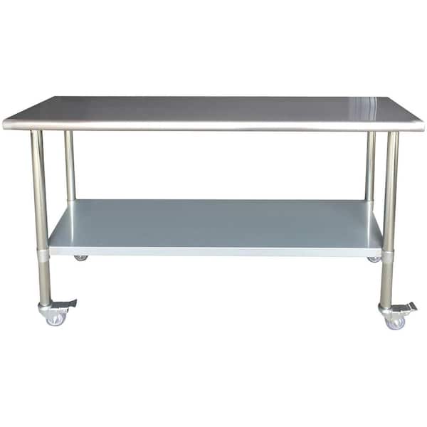 Sportsman 24 in. x 72 in. Stainless Steel Kitchen Utility Table with Casters