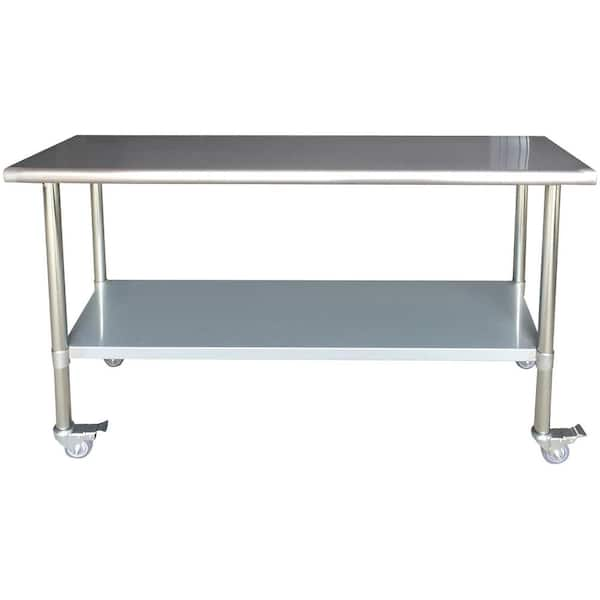 GRIDMANN 24 W x 30 L Stainless Steel Work Table with Undershelf and  Caster Wheels