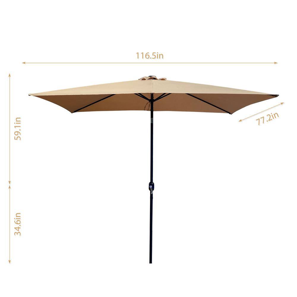 10 ft. x 6.5 ft. Rectangular with Crank Weather Outdoor Patio Umbrella ...