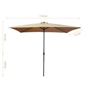 10 ft. x 6.5 ft. Powder Coated Aluminum Market Outdoor Patio Umbrella with Black Crank and Tilt System in Taupe