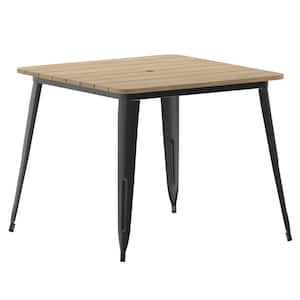 Contemporary Black Plastic 36 in. 4-Leg Dining Table with Steel Frame (Seats 4)