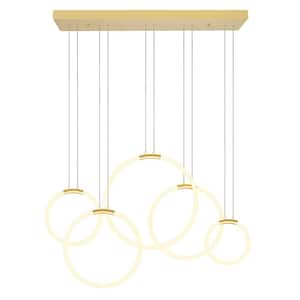 Hoops 5-Light Integrated LED Satin Gold Indoor Chandelier