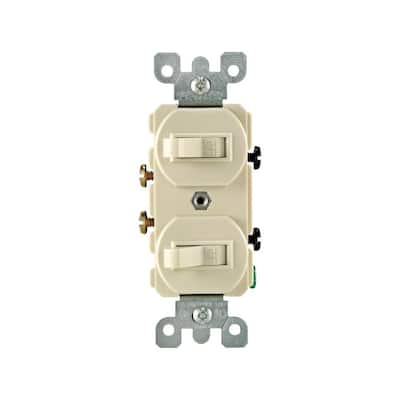 Leviton 15 Amp Single-Pole Double Switch, Ivory