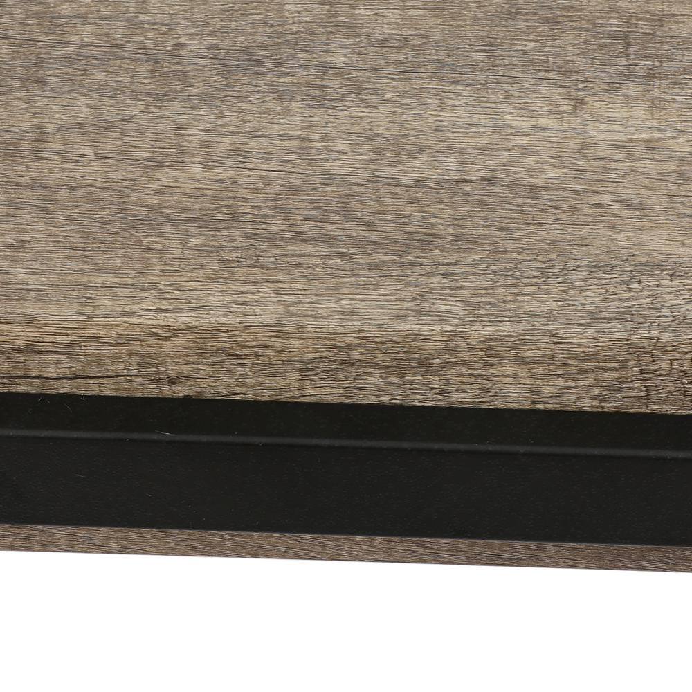 Rustic Oak & Black Metal Dual-Tier End Table