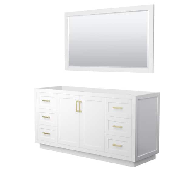 Miranda 65.25 in. W x 21.75 in. D x 33 in. H Single Sink Bath Vanity Cabinet without Top in White with 58 in. Mirror