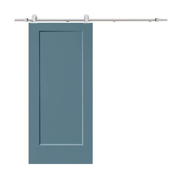 CALHOME 30 in. x 80 in. Dignity Blue Stained Composite MDF 1Panel Interior Sliding Barn Door with Hardware Kit