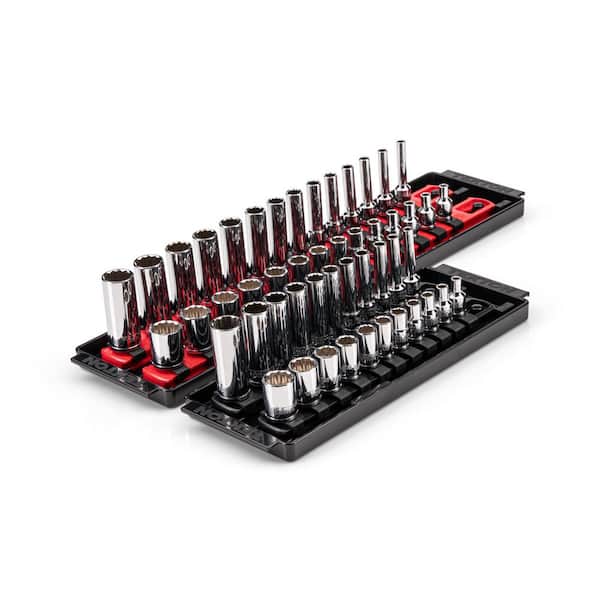 1/4 in. Drive 12-Point Socket Set with Rails (5/32 in.-9/16 in., 4 mm-15 mm) (50-Piece)
