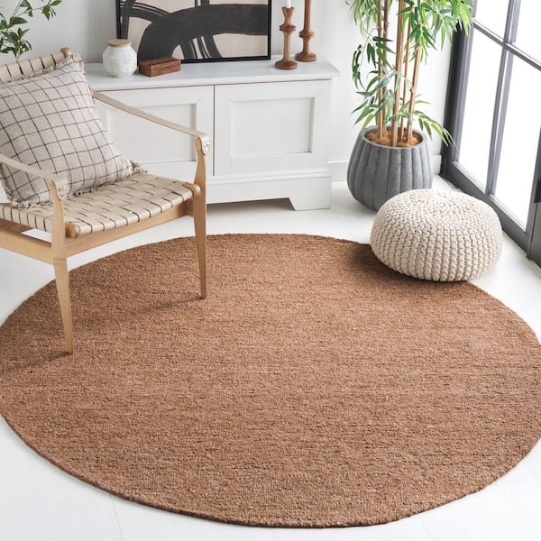 Himalaya 6 ft. x 6 ft. Light Brown Solid Modern Round Area Rug