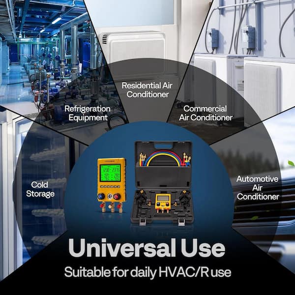 VIVOHOME Refrigeration Digital HVAC Manifold Gauge Set with