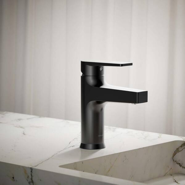 KOHLER Taut Single Handle Single Hole Bathroom Faucet in Matte Black