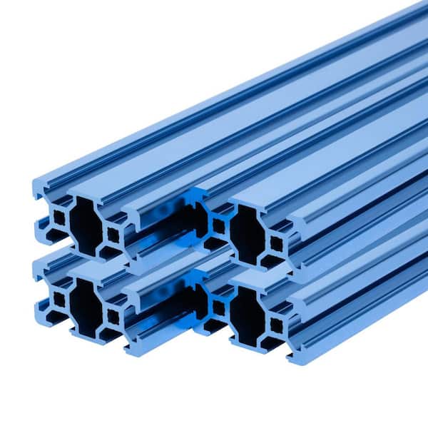 ‎POWERTEC 4-Pcs 24 in. 2040 T-Slot Aluminum Extrusion Profile Linear Rail, Anodized Blue, 20mm x 40mm, for CNC, 3D Printer Frames