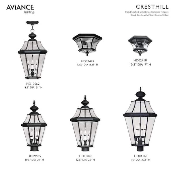Cresthill 21 in. 2-Light Black Cast Brass Hardwired Outdoor Rust Resistant Post Light with No Bulbs Included