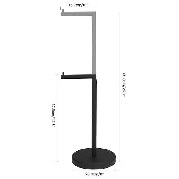 BWE Bathroom Freestanding Toilet Paper Holder Stand with RESERVER in Matte Black