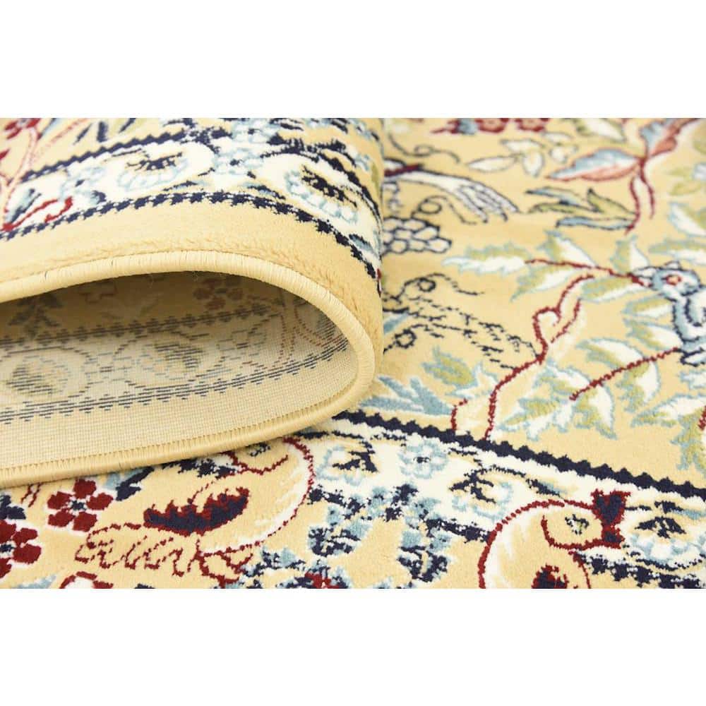 Beige Rectangular Synthetic Easy-Care Stain-Resistant Rug