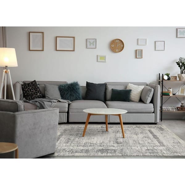 Lirien Collections 5 ft. x 8 ft. Grey Border Indoor Area Rug