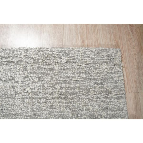 Silver Hand-Knotted Wool Contemporary Plush flatweave Loom Rug, 8 ft. x 10 ft.