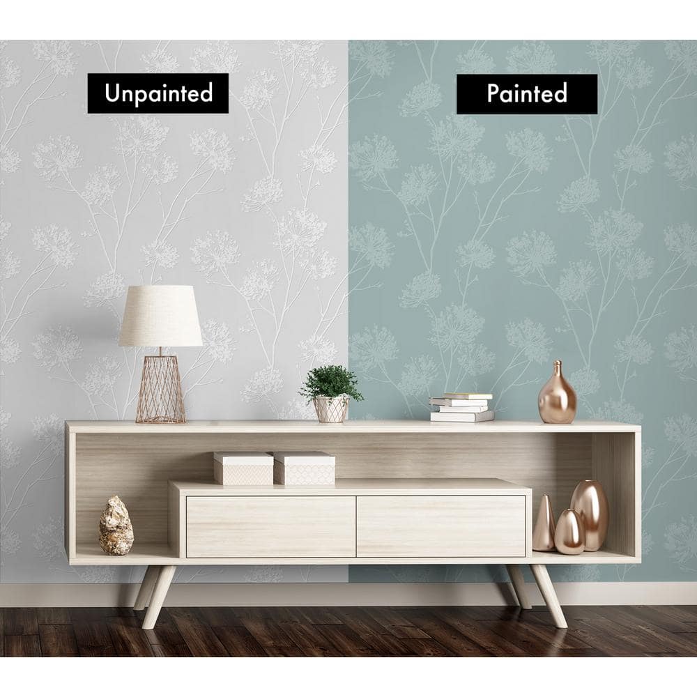Embossed White Paintable Floral Wallpaper, 20.9 in. x 33 ft.